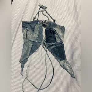 Fashion Nova Blue Tie-Dye Top